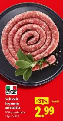 Lidl Salsiccia luganega arrotolata offerta