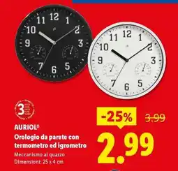 Lidl AURIOL Orologio da parete con termometro ed igrometro offerta