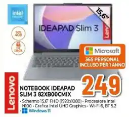 Expert Lenovo NOTEBOOK IDEAPAD SLIM 3 82XB00CMIX offerta