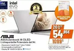 Expert ASUS Zenbook 14 OLED L'ultraportatile Potenziato dall'Al. offerta