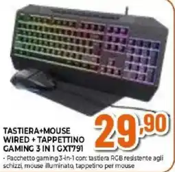 Expert TASTIERA+MOUSE WIRED + TAPPETTINO GAMING 3 IN 1 GXT791 offerta