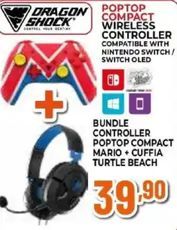 Expert Dragon shock control wireless controller + bundle controller poptop compact mario + cuffia turtle beach offerta