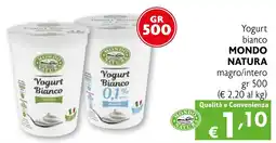 Eurospesa Yogurt bianco MONDO NATURA magro/intero offerta