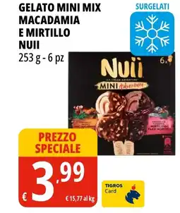 Tigros Gelato mini mix macadamia e mirtillo NUII offerta