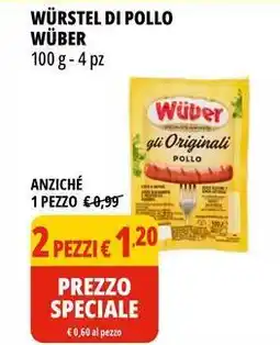Tigros Würstel di pollo WÜBER offerta
