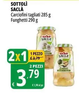 Tigros Sottolì saclà carciofini tagliati, funghetti offerta