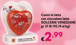 Eurospesa Cuore in latta con cioccolato latte DOLCERIE VENEZIANE offerta