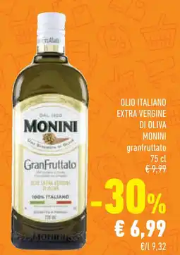 Conad Superstore Olio italiano extra vergine di oliva monini granfruttato offerta
