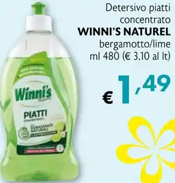 Eurospesa Detersivo piatti concentrato WINNI'S NATUREL bergamotto/lime offerta