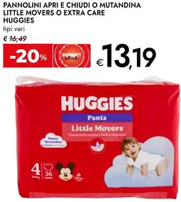 Bennet Pannolini apri e chiudi o mutandina little movers o extra care HUGGIES offerta