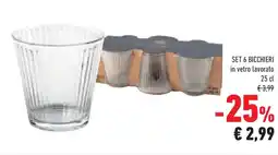 Conad Superstore Set 6 bicchieri in vetro lavorato offerta