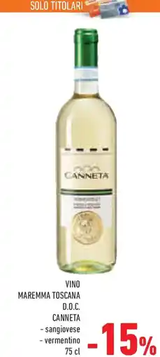 Conad Superstore Vino maremma toscana d.o.c. canneta, sangiovese, vermentino offerta