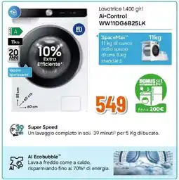 Expert SAMSUNG Lavatrice 1.400 giri Ai-Control WW11DG6B25LK offerta