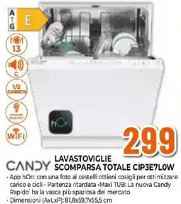 Expert CANDY LAVASTOVIGLIE SCOMPARSA TOTALE CIP3E7LOW offerta