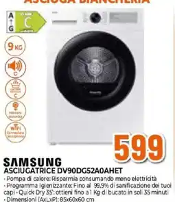 Expert SAMSUNG ASCIUGATRICE DV90DG52A0AHET offerta