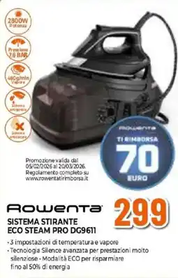 Expert Rowenta SISTEMA STIRANTE ECO STEAM PRO DG9611 offerta