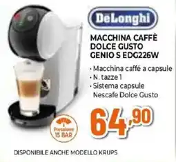Expert DeLonghi MACCHINA CAFFÈ DOLCE GUSTO GENIO S EDG226W offerta