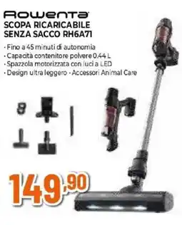 Expert Rowenta SCOPA RICARICABILE SENZA SACCO RH6A71 offerta