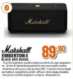 Expert Marshall emberton II black and brass offerta