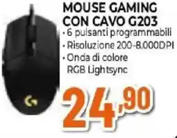 Expert Mouse gaming con cavo G203 offerta