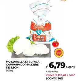 Unicoop Mozzarella di bufala campana dop PODERE DEI LEONI offerta