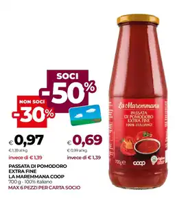 Unicoop Passata di pomodoro extra fine la maremmana COOP offerta