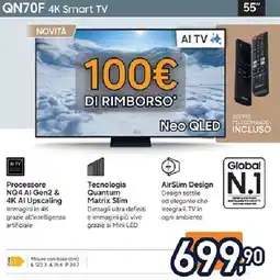 Unieuro SAMSUNG QN70F 4K Smart TV 55" offerta