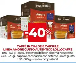 Unicoop Caffè in cialde e capsule linea amore gusto autentico LOLLOCAFFÈ x30 offerta