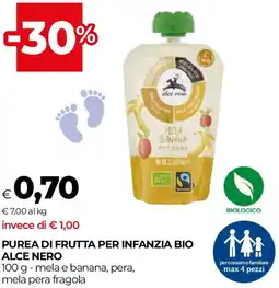 Unicoop Purea di frutta per infanzia bio ALCE NERO offerta