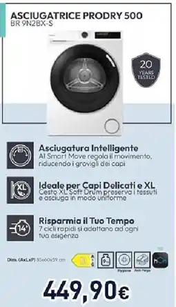 Unieuro CANDY ASCIUGATRICE PRODRY 500 BR 9N2BX-S offerta