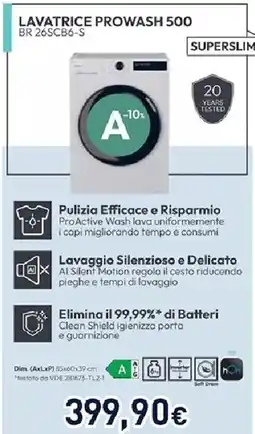 Unieuro CANDY LAVATRICE PROWASH 500 BR 26SCB6-S offerta