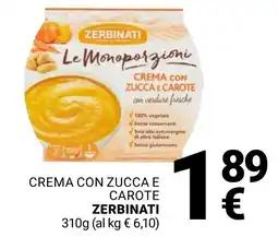 Supermercati Gulliver Crema con zucca e carote ZERBINATI offerta