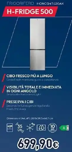 Unieuro HOOVER FRIGORIFERO HONĊQ4T620AX H-FRIDGE 500 offerta