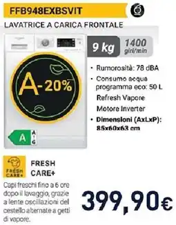 Unieuro Whirlpool FFB948EXBSVIT LAVATRICE A CARICA FRONTALE offerta