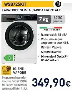 Unieuro Whirlpool WSB725KIT LAVATRICE SLIM A CARICA FRONTALE offerta