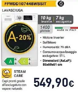 Unieuro Whirlpool FFWDD107448WBSIT LAVASCIUGA offerta