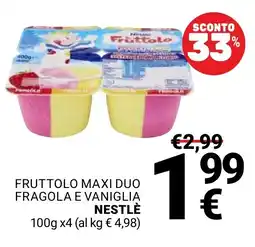Supermercati Gulliver Fruttolo maxi duo fragola e vaniglia NESTLÈ offerta