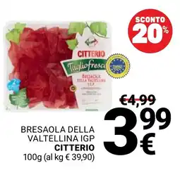 Supermercati Gulliver Bresaola della valtellina igp CITTERIO offerta