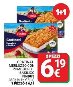 Supermercati Gulliver I gratinati merluzzo con pomodoro e basilico FINDUS offerta