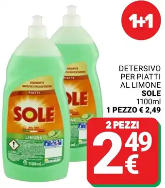 Supermercati Gulliver Detersivo per piatti al limone SOLE offerta