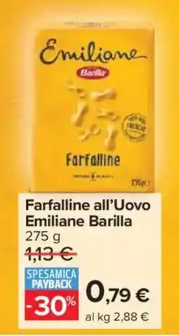 Carrefour Market Farfalline all'Uovo Emiliane Barilla offerta