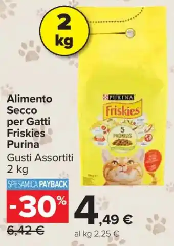 Carrefour Market Alimento Secco per Gatti Friskies Purina offerta