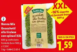Lidl Nonna Mia Gnocchetti alla tirolese con spinaci XXL offerta
