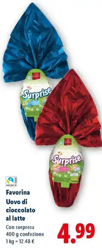 Lidl Favorina Uovo di cioccolato al latte offerta