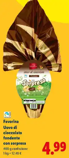 Lidl Favorina Uovo di cioccolato fondente con sorpresa offerta