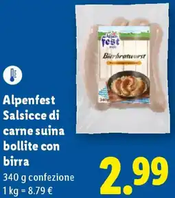Lidl Alpenfest Salsicce di carne suina bollite con birra offerta