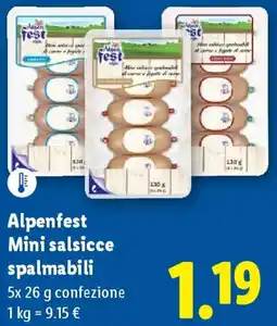 Lidl Alpenfest Mini salsicce spalmabili offerta