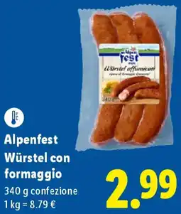 Lidl Alpenfest Würstel con formaggio offerta