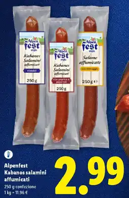 Lidl Alpenfest Kabanos salamini affumicati offerta