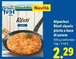 Lidl Alpenfest Rösti classic piatto a base di patate offerta